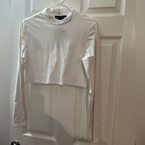 PrettyLittleThing White Cropped long sleeve
